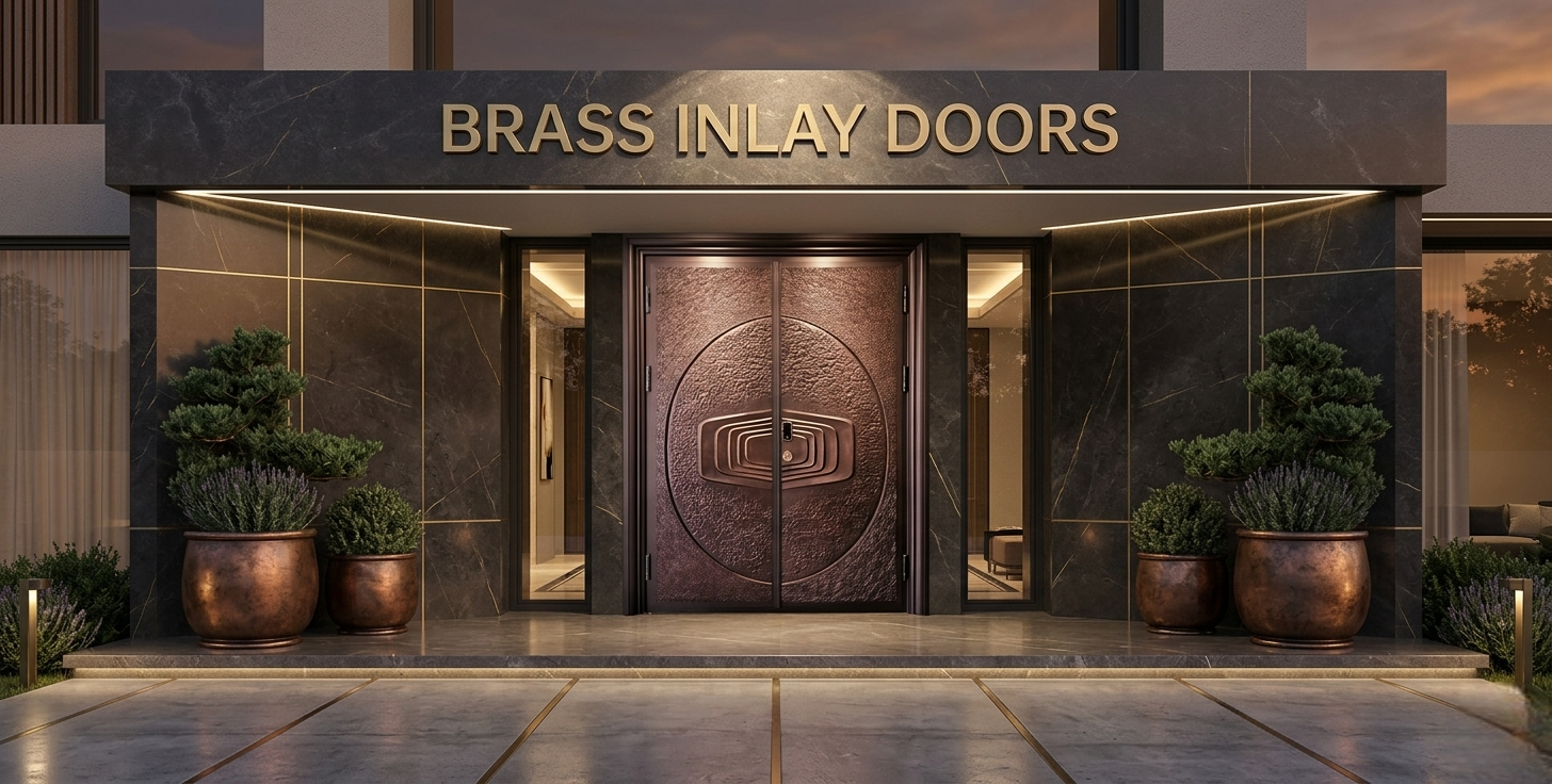 Inlay Doos Brass Inlay Door | Luxury Brass Door Design | Fabrinox